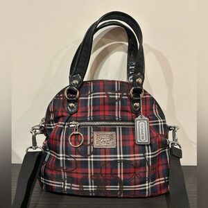 Coach Poppy Tartan Plaid Signature Glam bag EUC